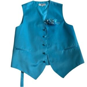 Mens Vesuvio Napoli Italian Design Dress Vest Turquoise Aqua Blue Suit/Tux Small